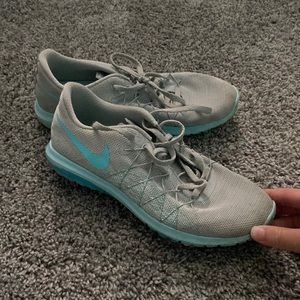 size 5 youth gray and blue nike sneakers